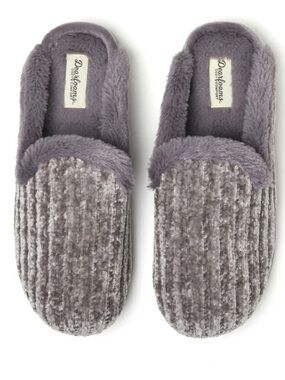 Dearfoams Cozy Comfort Rib Knit Chenille Scuff Slippers